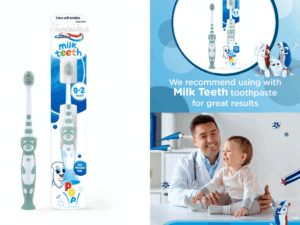 Aquafresh Milk Teeth Gum Friendly Kids Toothbrush 0-2 Years (UK) 1 Pack