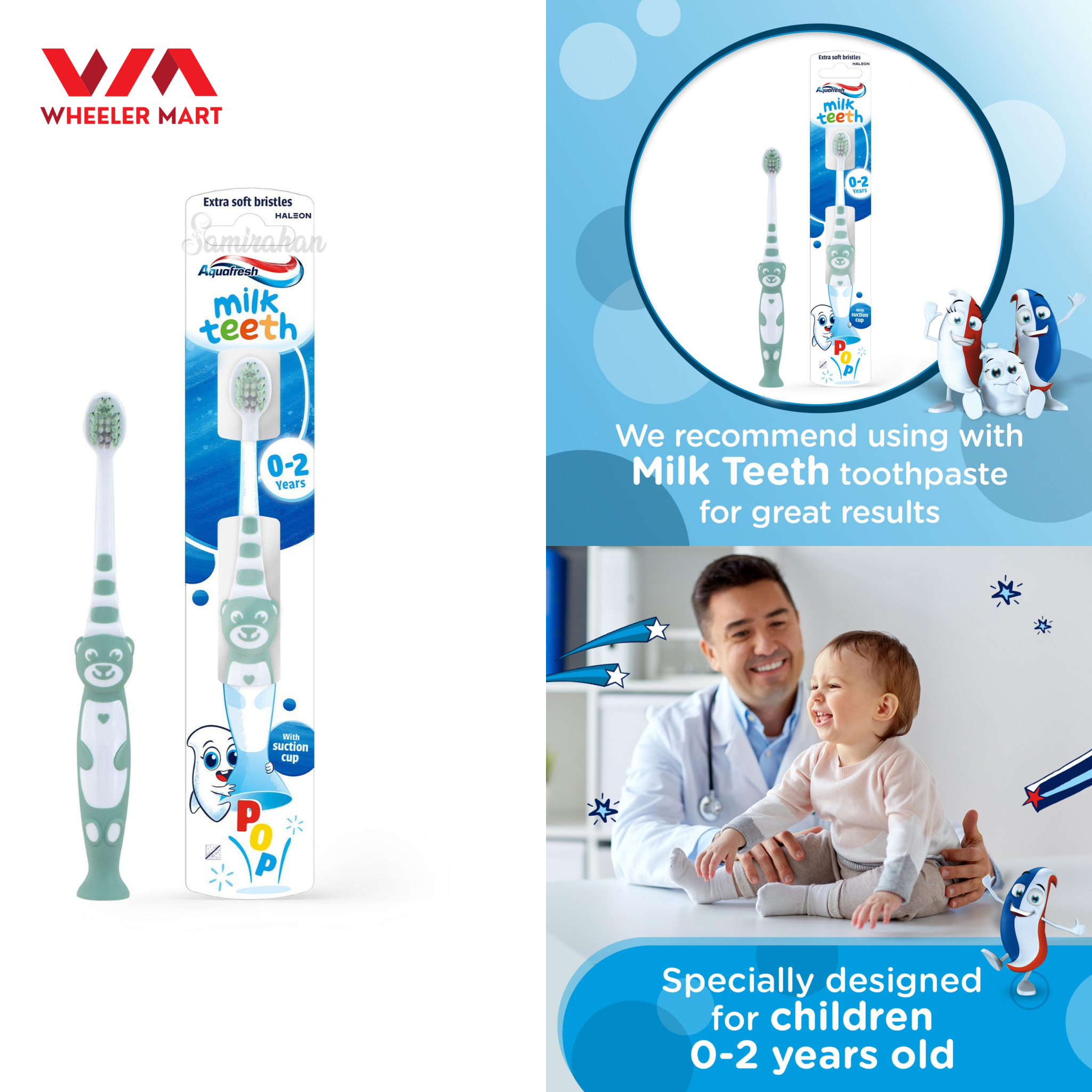 Aquafresh Milk Teeth Gum Friendly Kids Toothbrush 0-2 Years (UK) 1 Pack
